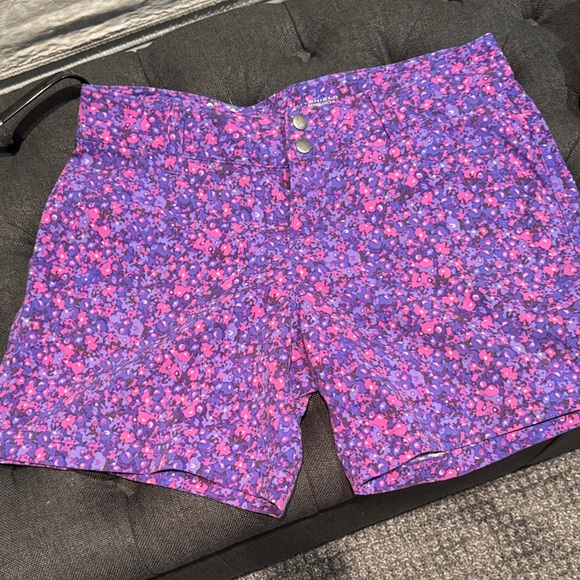 Columbia Purple and Pink Floral High Waist Shorts - Picture 1 of 4